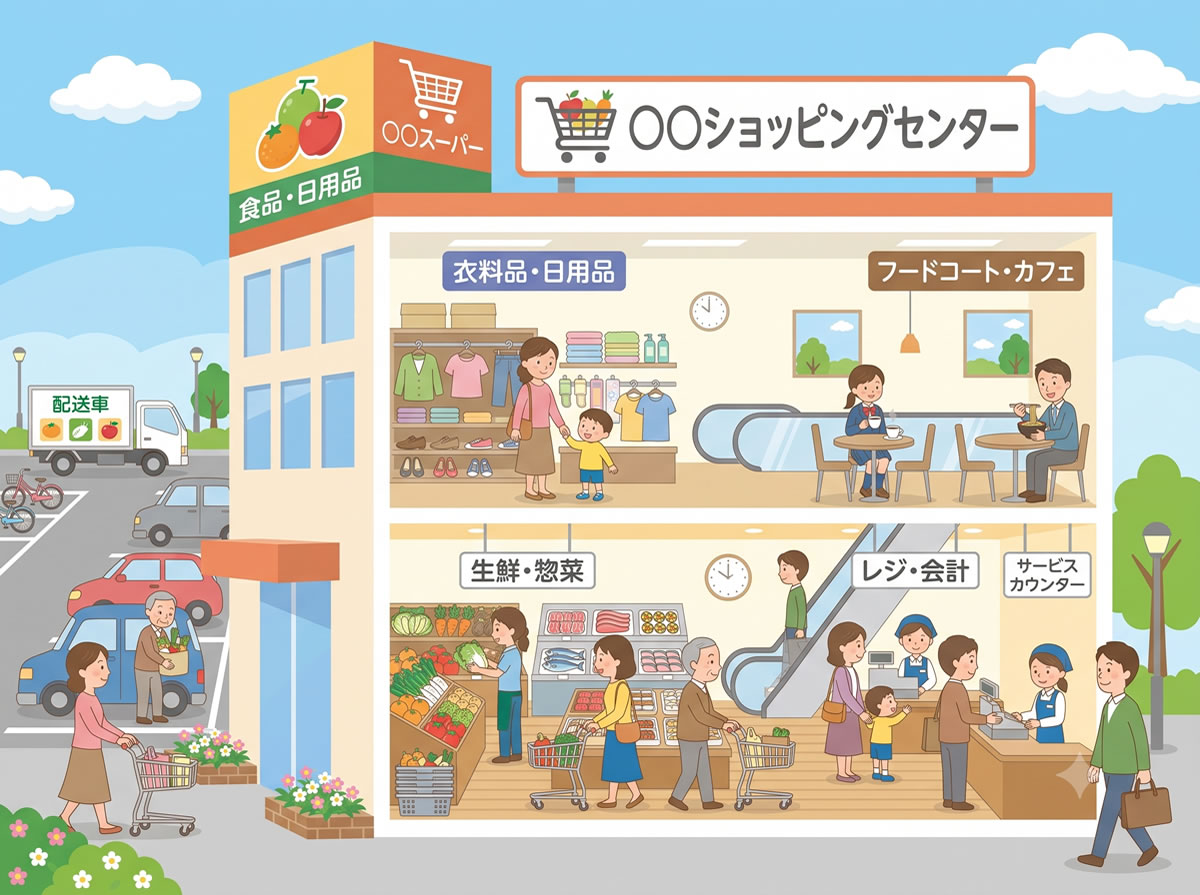 スーパー・商業施設の外観